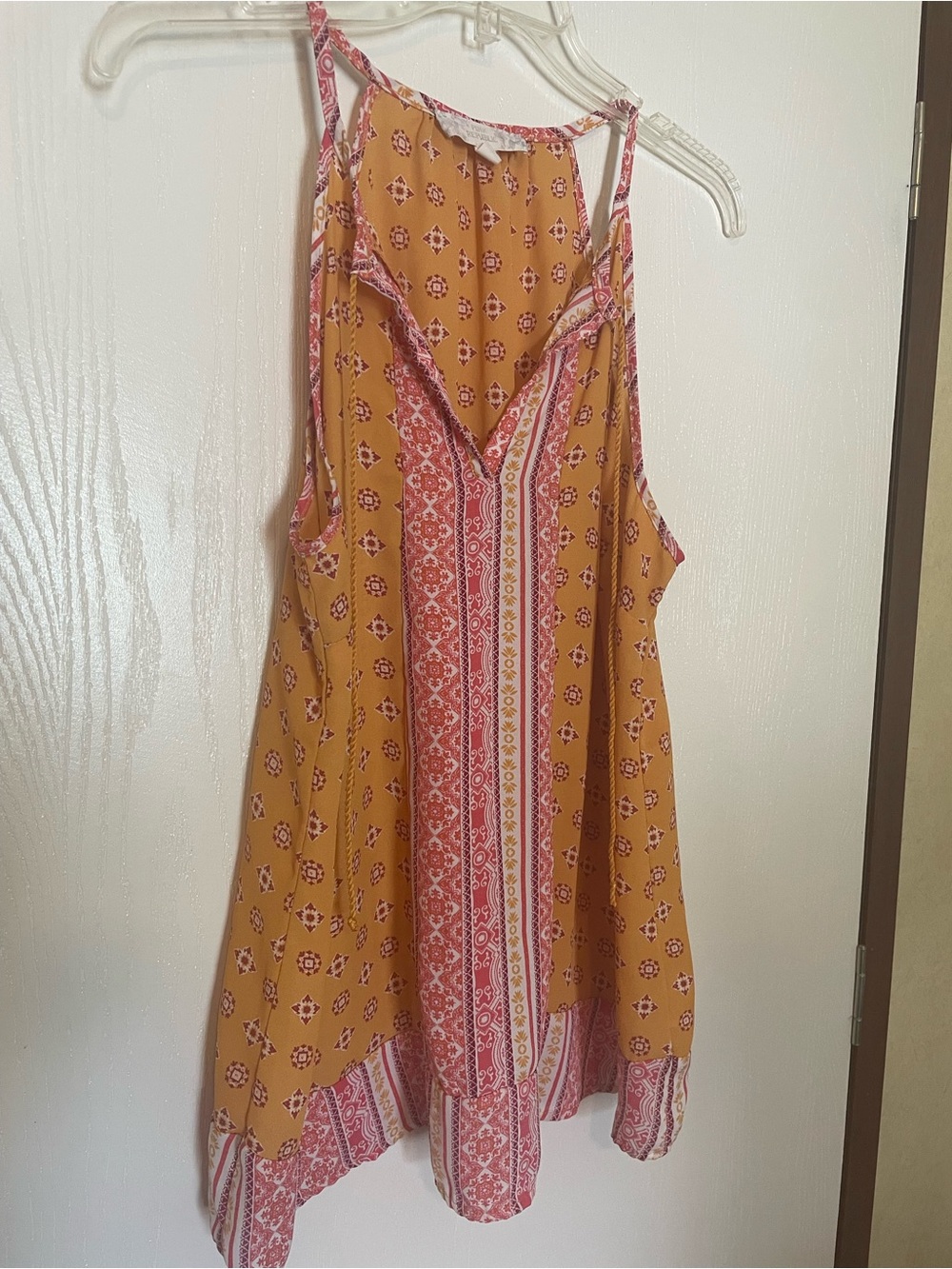 Pink Republic Mustard Yellow and Pink Printed Boho Camisole